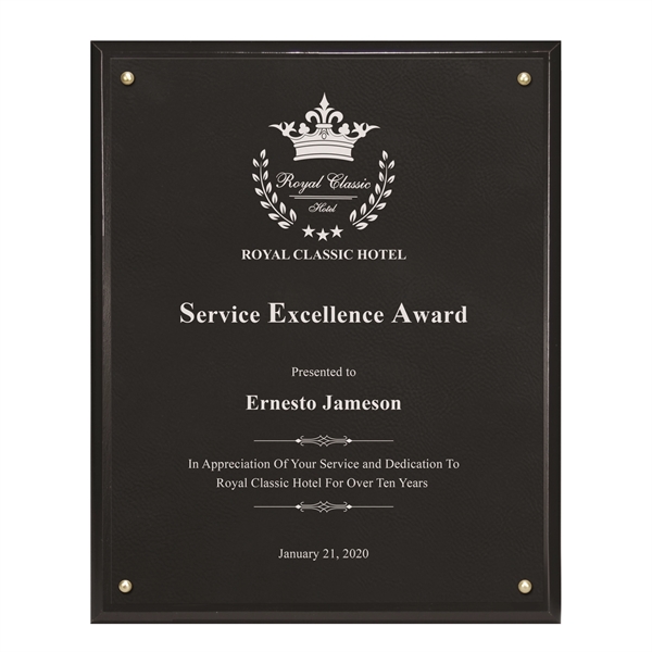 Classic Leatherette on Black Plaque - Medium