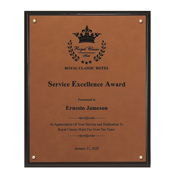 Classic Leatherette on Black Plaque - Rawhide