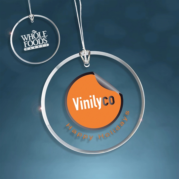 Clear Glass Beveled Circle Christmas Ornament