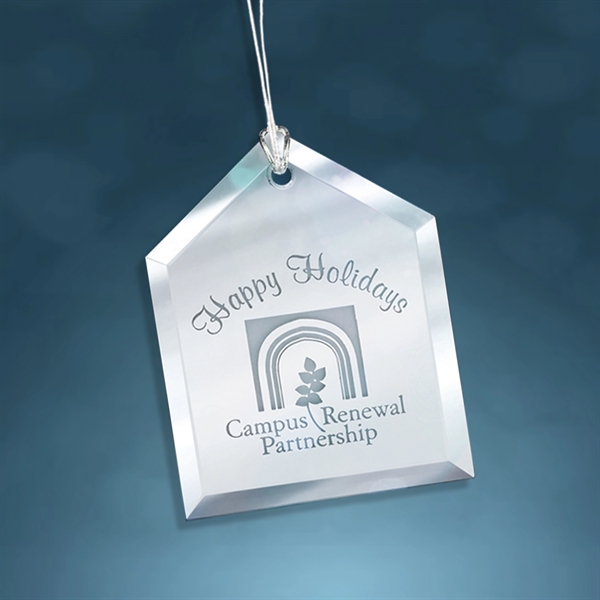 Glass Mirror Beveled House Christmas Holiday Ornament