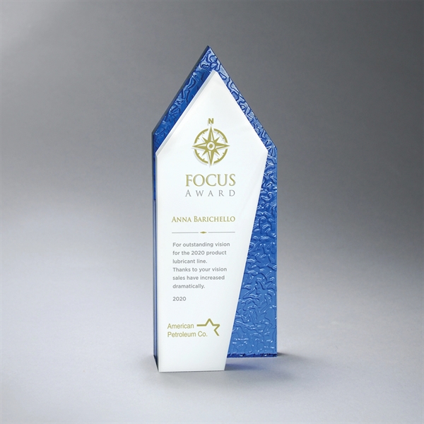 White with Textured Blue Glass Award