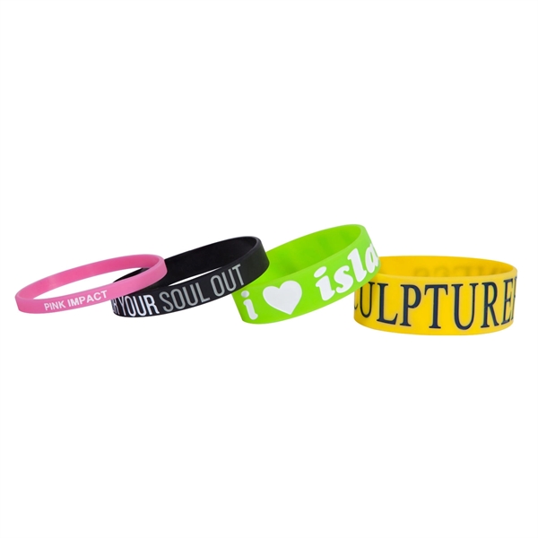 1" Debossed Color Filled Silicone Wristbands