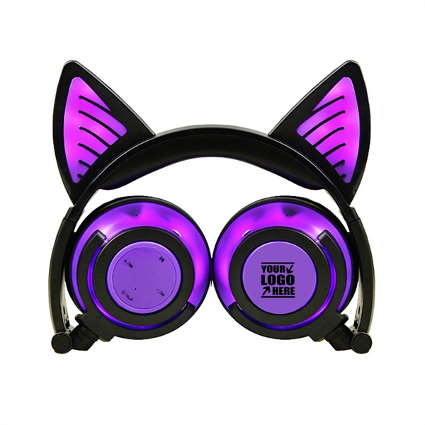 Wireless Bluetooth Purple Cat Ear Headphones