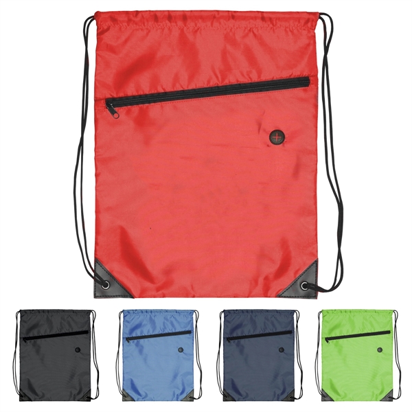 Drawstring Sports Bag With Front Zipper