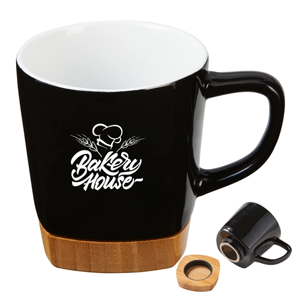 11 oz. Ceramic Coffee Mug with Removable Bamboo Coaster