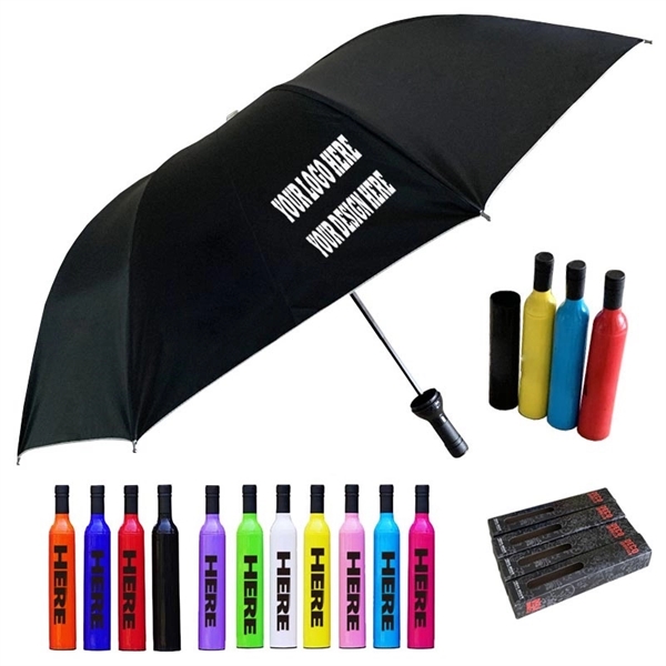Wine Bottle Shape Folding Umbrella