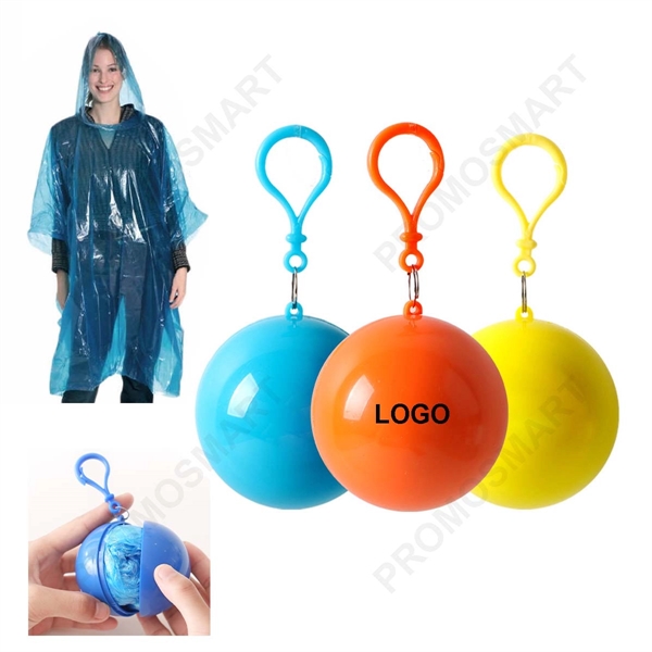 Disposable Raincoat Poncho Ball With Keychain