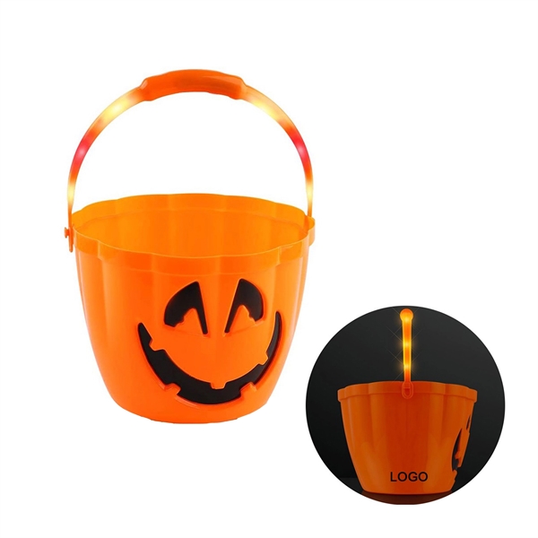 LED Light Handle Halloween Pumpkin Bucket