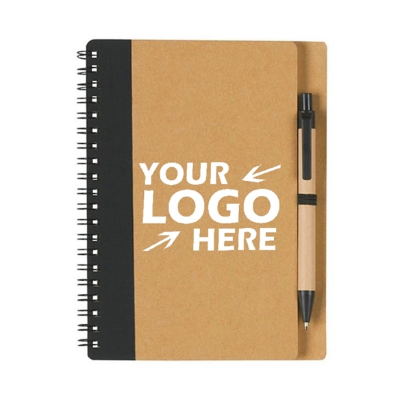 A5 Kraft Paper Cover Spiral Notebook With Pen