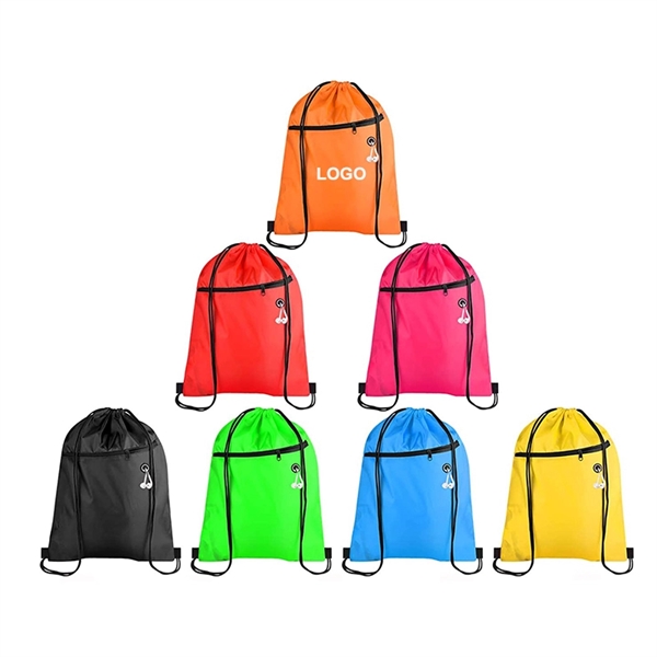 Drawstring Backpacks with Zipper Pocket