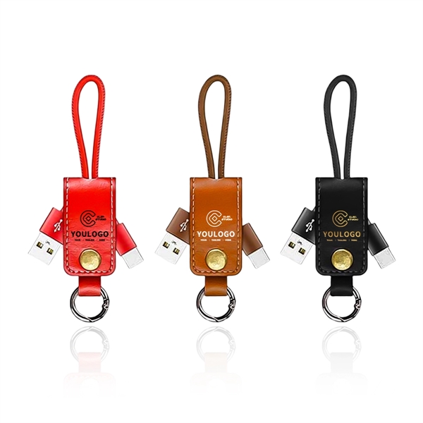 PU Leather Charging Cable Keychain