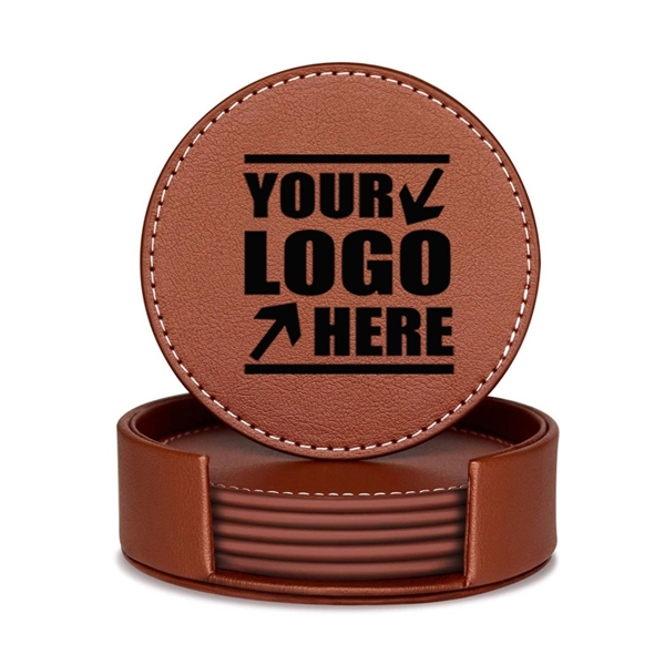 4" Pu Round Coaster Set(6 Packs)