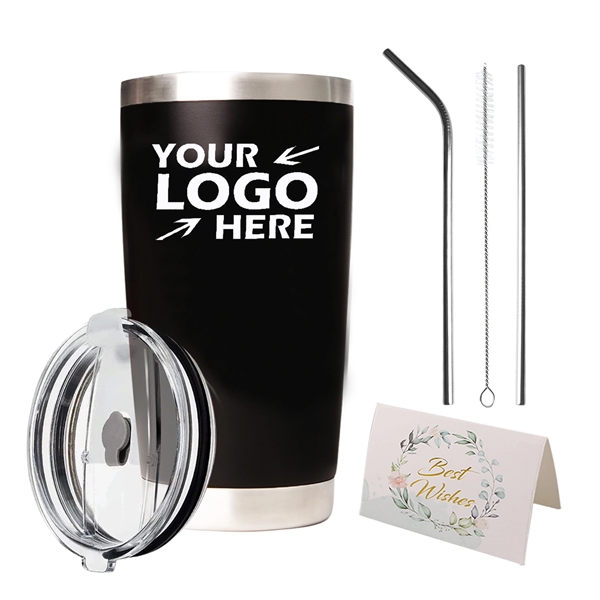 20oz Double Walled Vacuum Insulated Mug with Lid and Straws