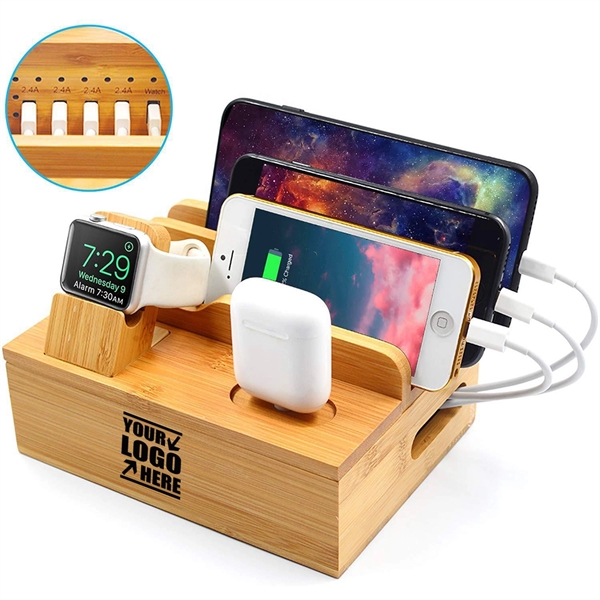Bamboo Charging Station For Multi Device