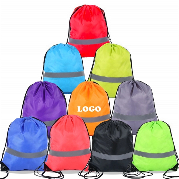 Drawstring Backpacks with Reflective Stripe