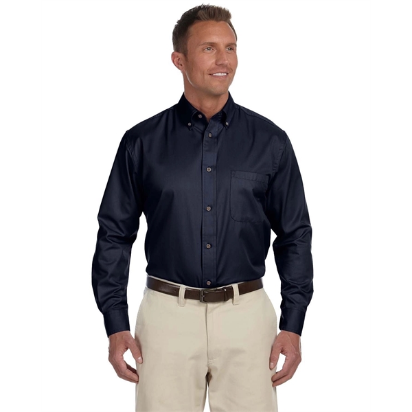 Harriton Men's Tall Easy Blend™ Long-Sleeve Twill Shirt w...