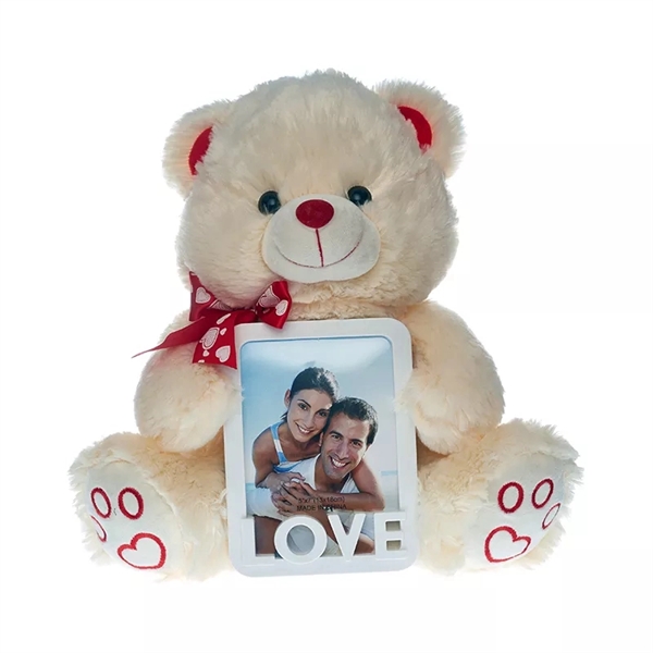 7'' cute photo frame holder bear plush toy