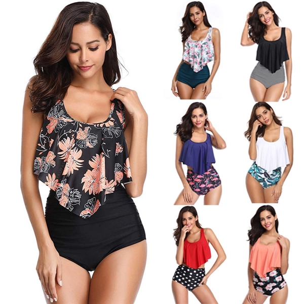 Printed Beachwear High Waist Bikini Two Pieces Set
