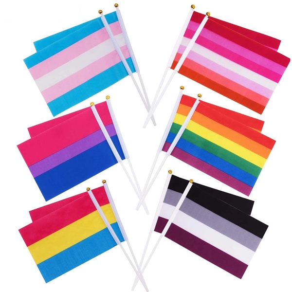Rainbow Flags with Flagpoles