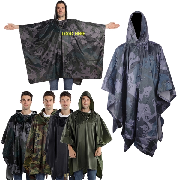 Rain Poncho Raincoat With Drawstring Hood