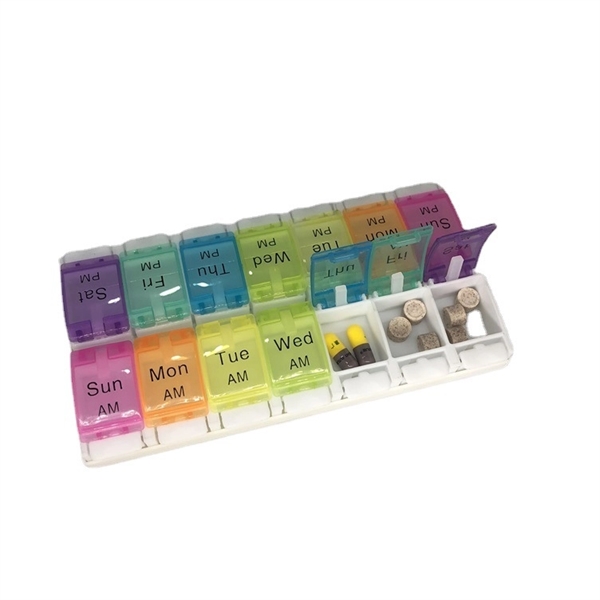 AM PM Weekly Daily Pill Organizer Box Case with Spring Open
