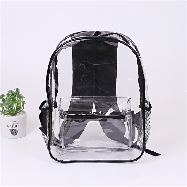 Clear Backpack With Reinforced Straps Front Accessory Pocket