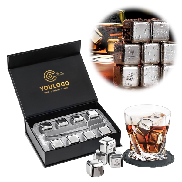 8 pcs Stainless Steel Ice Cubes With Silicone Clip