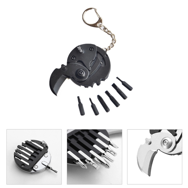 Mini Multi-function Coin Screwdriver With Keychain