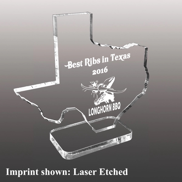 State of Texas Shaped Acrylic Award - Laser Etched