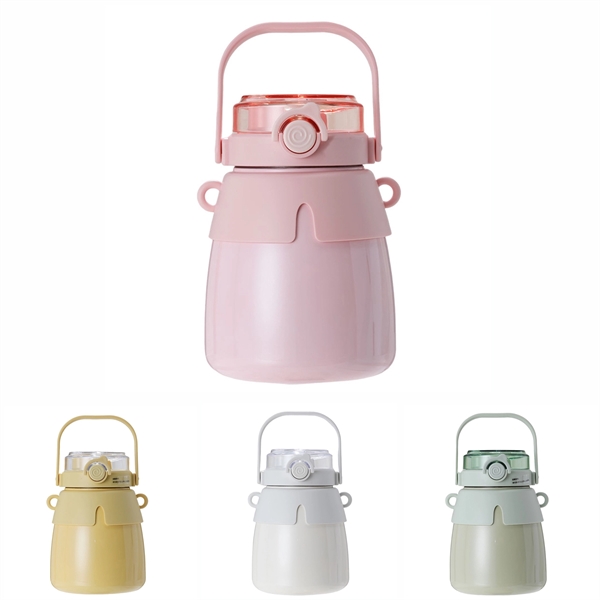 Reusable Big Belly Thermos Straw Vacuum Flask