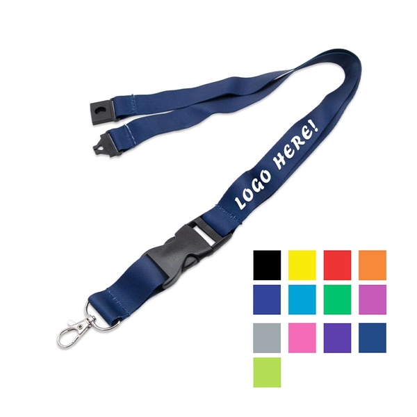 Custom 1" Polyester Lanyard w/ Lobster Claw & Buckle Release