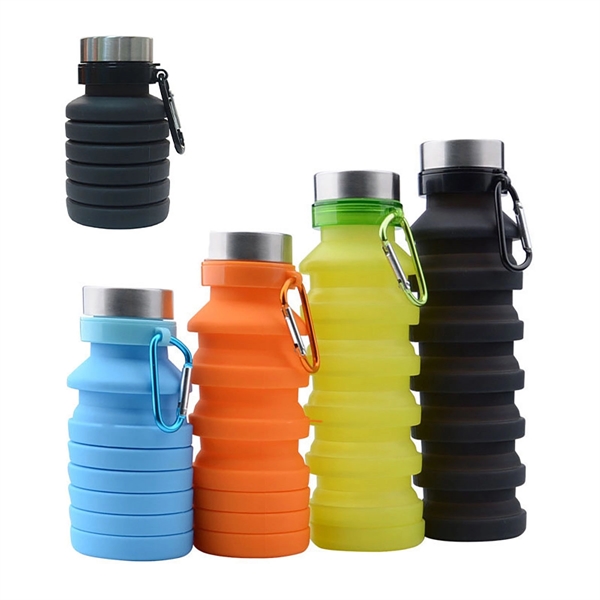18 Oz Collapsible Bpa Free Silicone Water Bottle