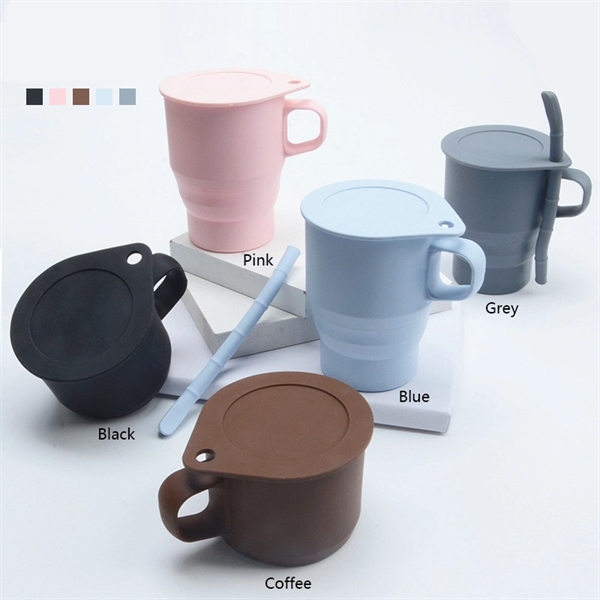 Silicone Foldable Cups With Straw