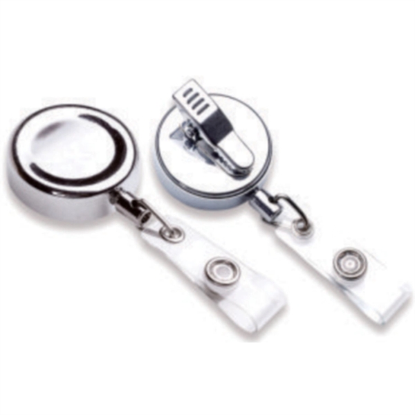 Zinc Alloy Concave Round Badge Reel Holder w/ Bulldog Clip