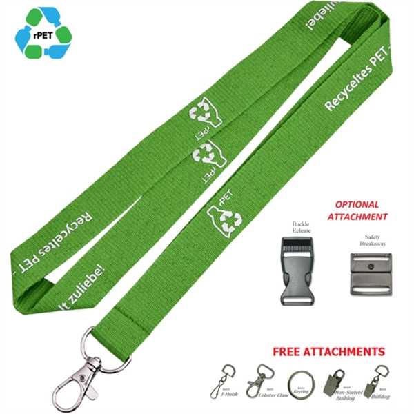 5/8" Recycled PET Lanyard Custom Imprint ID Badge Holder