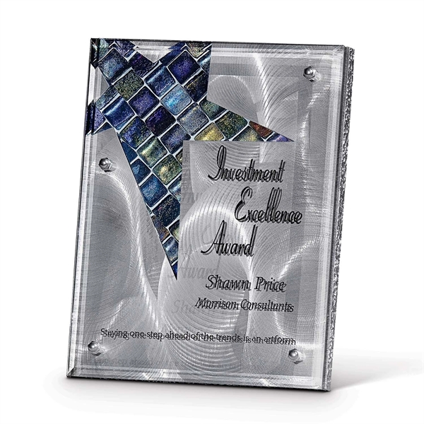 Mosaic Art Glass Plaque - Brushed Metal Frame - Celeb