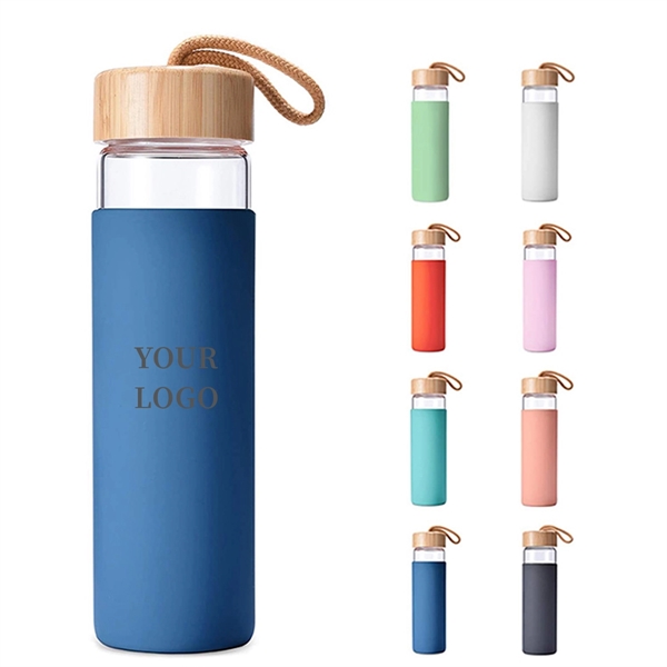 Glass Water Bottle With Bamboo Lid And Cup Cover