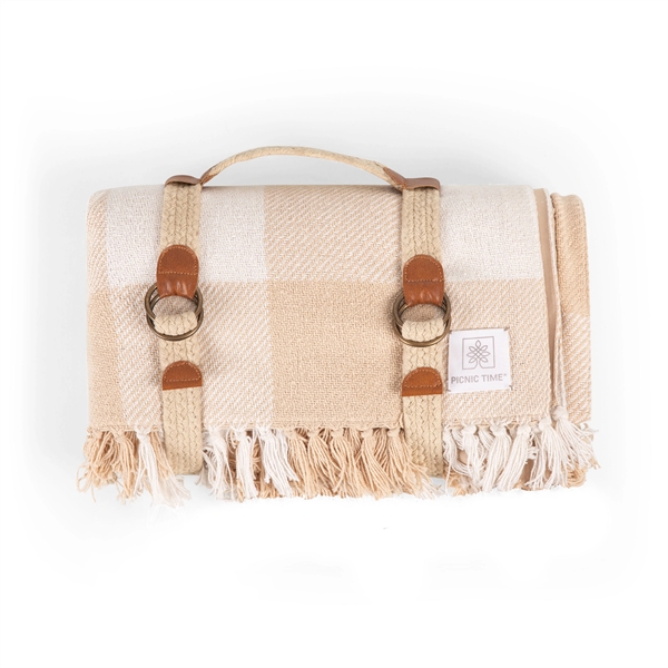 Montecito Picnic Blanket with Harness, (Beige Gingham)