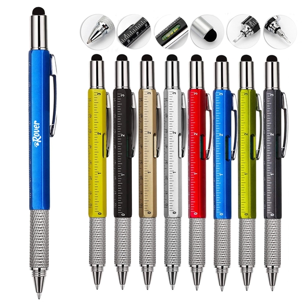 6 in 1 Ballpoint Pen With Ruler Level Gauge Screwdriver