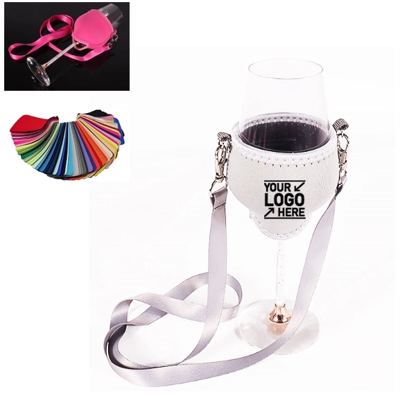 Wine Glass Holder With Lanyard, Neoprene Wine Glass Sleeve