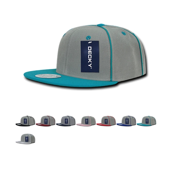 Piped Crown Flat Bill Snapback Cap