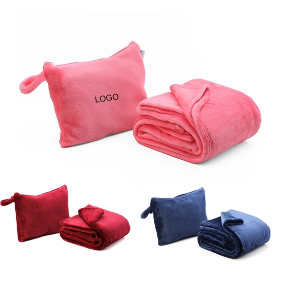 Zipper Car Travel Blanket With Bag