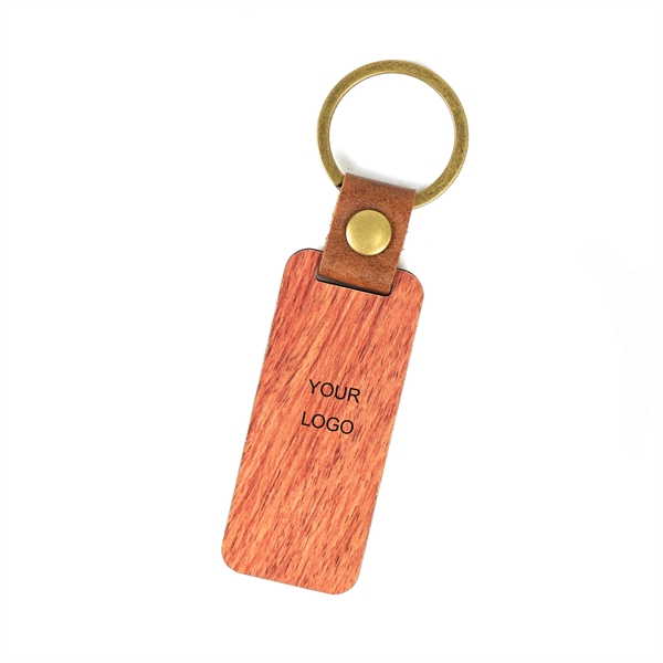 Walnut Wood Laser Engraved Leather Keyring