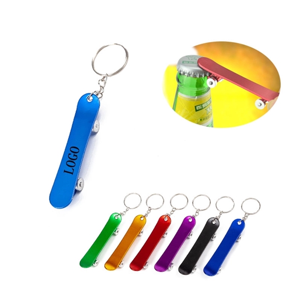 Small Skateboard Shape Bottle Opener Keychain