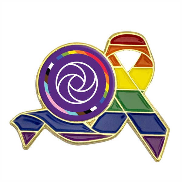 Rainbow Ribbon Lapel Pins w/ Custom Logo