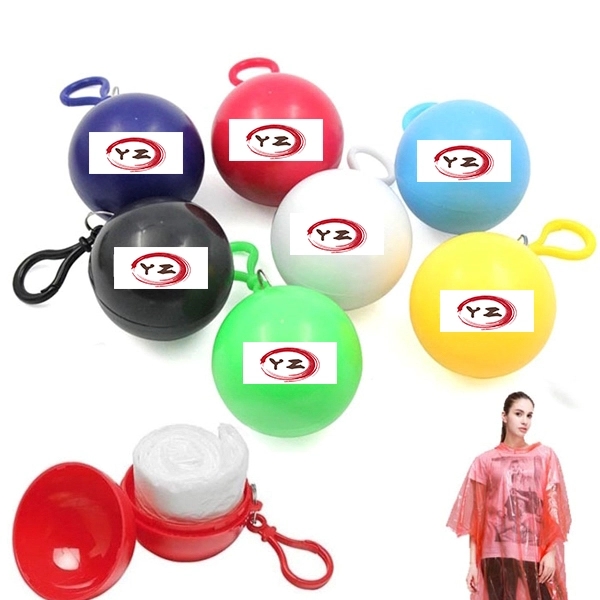 Disposable Raincoat Poncho Ball with KeyChain