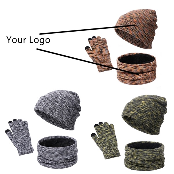 Winter Caps Neck Warmer With Touchscreen Gloves
