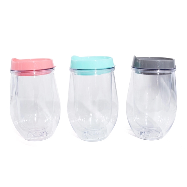 10OZ Plastic Wine Egg Shaped Tumbler with Lid