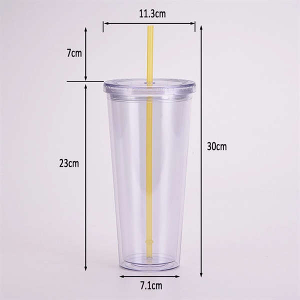 Large Reusable Transparent Double Plastic Stadium Cup 32 OZ