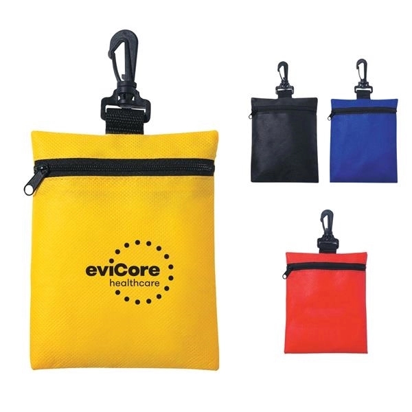 Non-Woven Zippered Sport Accessory Pouch with Clip